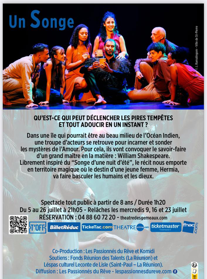 "Un songe" le spectacle de Lakadémi Komidi, formation de théâtre à La Réunion, présenté au théâtre des Gémeaux du festival d'Avignon Off 2025